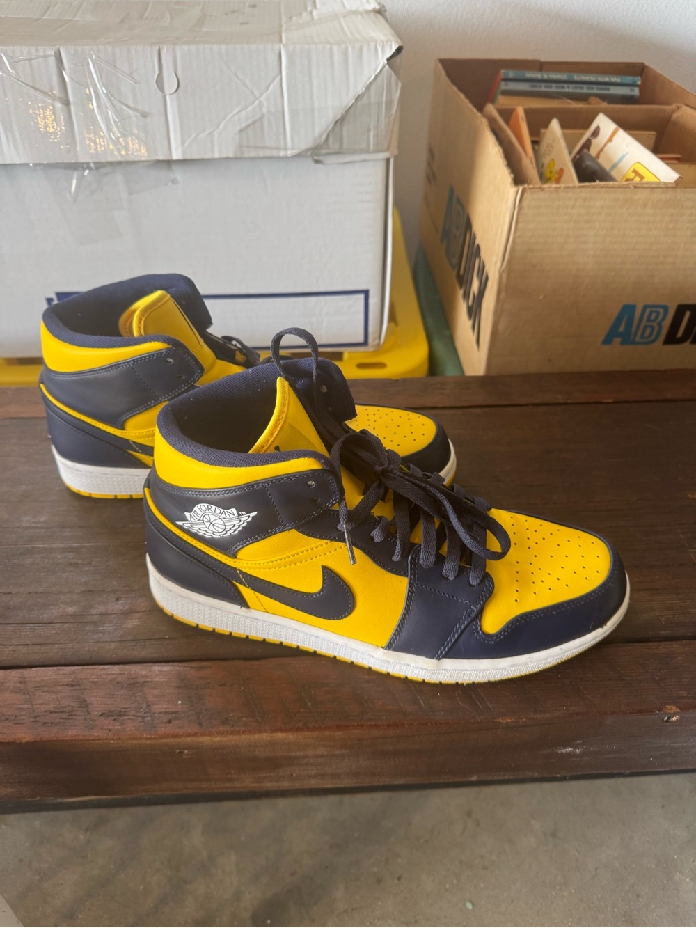 Jordan Men’s High-Top Basketball Shoes - Yellow & Navy